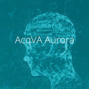 Illustration of a head with text "AcqVA Aurora".