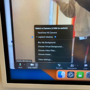 Showing where to select camera in the Zoom app.