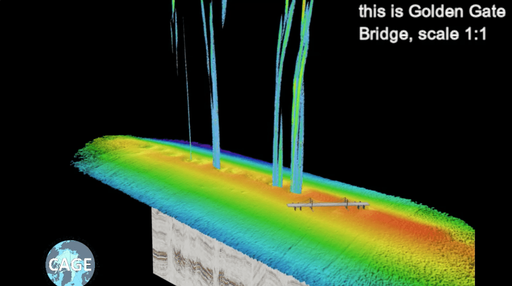 Vestnesa flares compared to Golden Gate Bridge