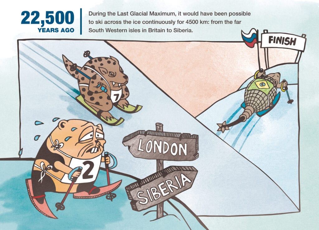 cartoon, lenny, illustration, skiing, Siberia, London, snow, climATE