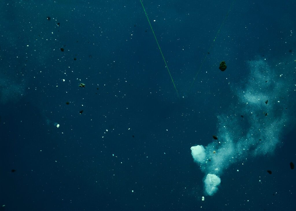 Gas hydrates dissolving in the water column. Photo credit: Giuliana Panieri.